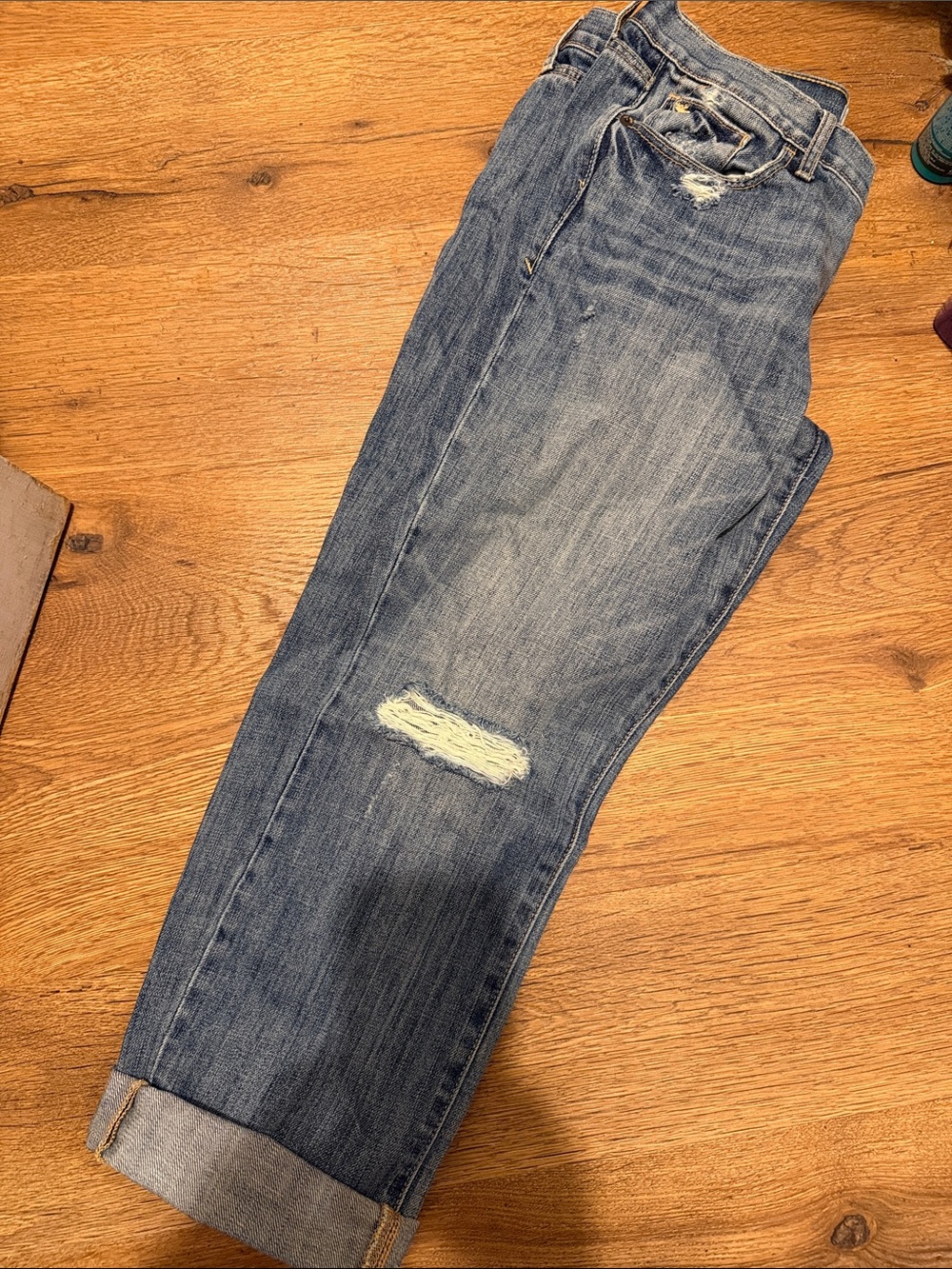 Abercrombie & Fitch Light Blue Distressed Ankle Jeans - Picture 5 of 7